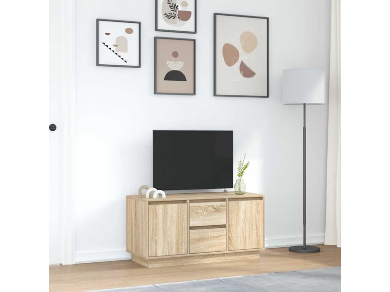  Meuble tv - banc tv - meuble de rangement avec lumières led chêne sonoma 100x41x50 cm  - Conforama D