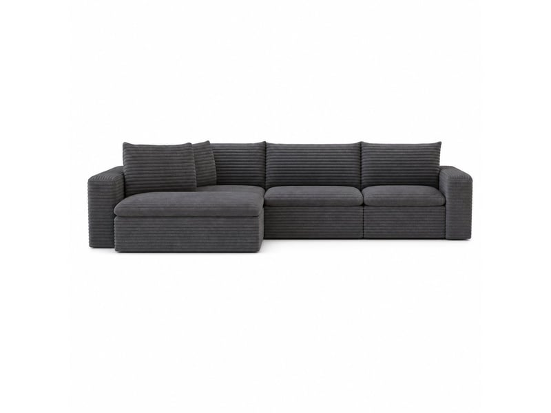  Canapé nuage en velours côtelé gris, 260 x 250 cm, double couche, revêtement amovible, sans montage Y150-VSHAPED-DUNKEL - Conforama A