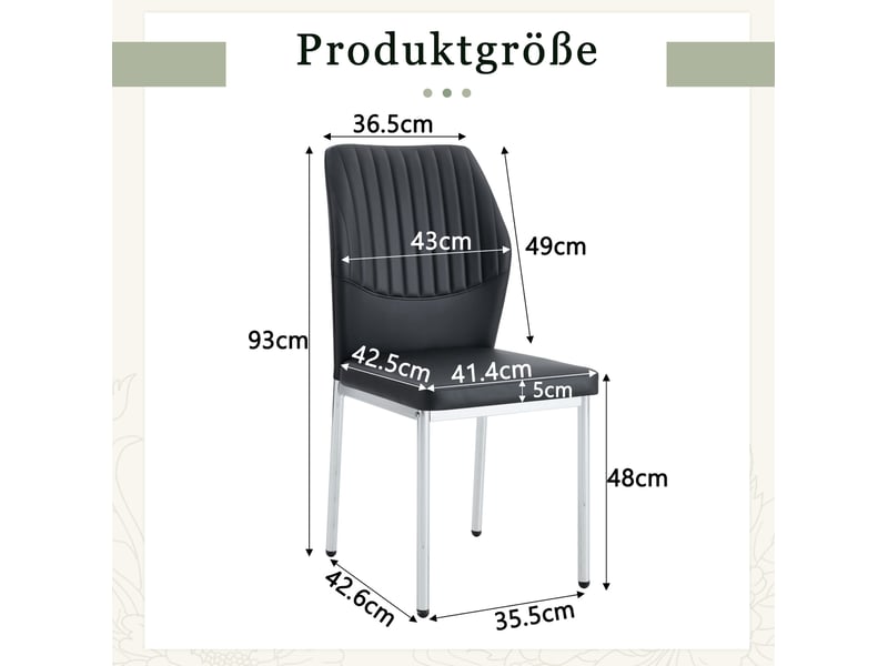  Lot de 4 chaises de salle à manger noires en pu, pieds argentés  - Conforama C
