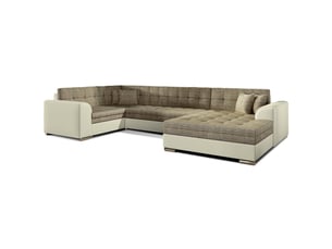 Canapé panoramique convertible caldero 5 places beige et crème – angle droit