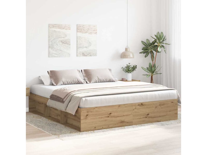  Lit double- lit adulte -  cadre de lit sans matelas chêne artisanal 200x200 cm  - Conforama B