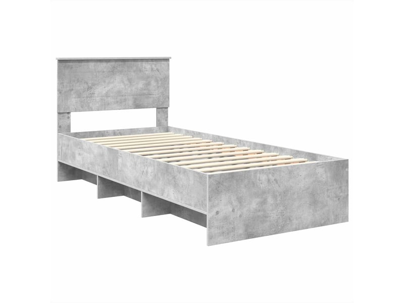  Lit simple- lit adulte -  cadre de lit gris béton 80 x 200 cm bois d'ingénierie  - Conforama C