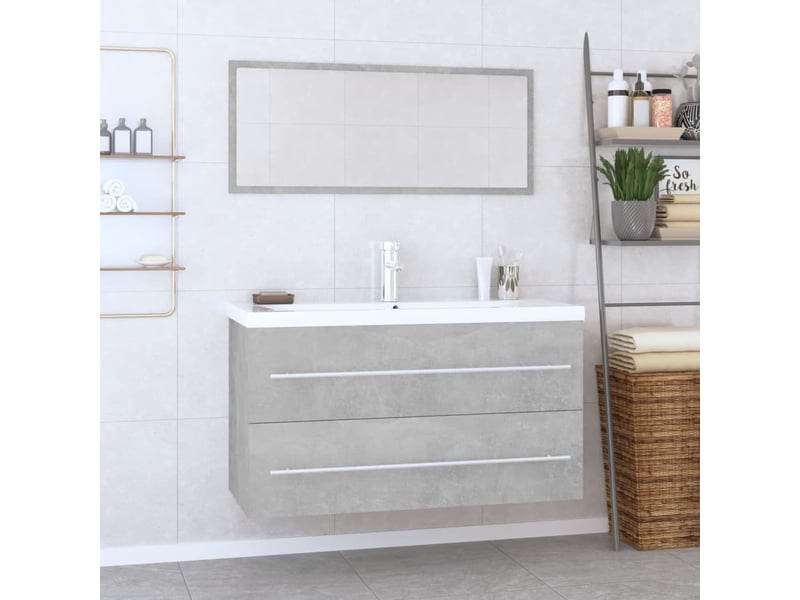 Ensemble de meubles de salle de bain 3 pcs gris béton cf63781 - Conforama B