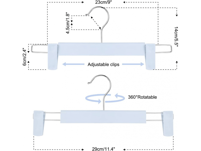 Cintres, cintres pour jupes peu encombrants avec crochets pivotants à 360°, cintres à pinces réglables, cintres pour manteaux, jeans (lot de 10, bleu  - Conforama B