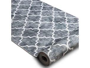 Tapis de couloir antidérapant lotus clover 60922 trèfle, mélange gris lavable 120 cm  120x700 cm
