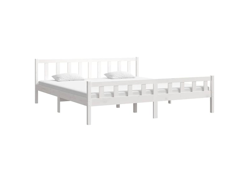  Lit double- lit adulte -  cadre de lit sans matelas blanc bois massif 160x200 cm  - Conforama B