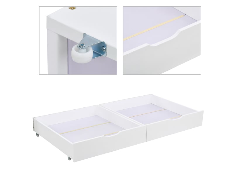 Lit cabane,lit avec rangement pour enfants en pin 80x160cm avec 2 tiroirs et fenêtres uniques,en forme de maison,blanc lit enfant blanc - Conforama E
