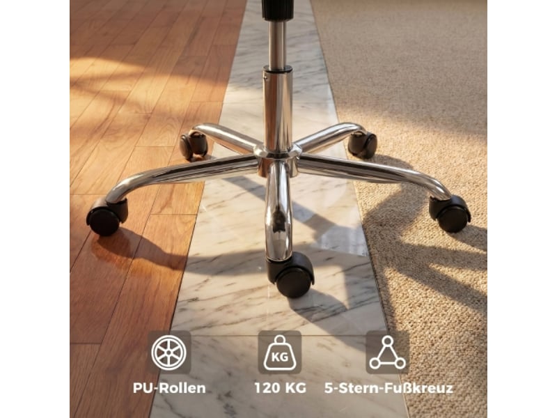  Chaise de bureau ergonomique pivotante à 360°, réglable en hauteur, pour télétravail, gris  - Conforama E