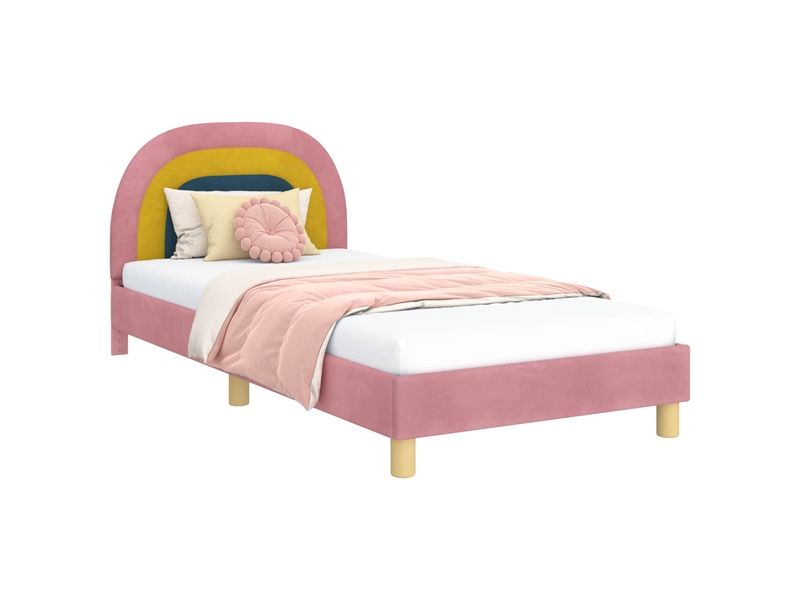 Cadre de lit pour enfants - lit jeune avec tête de lit rose 80 x 200 cm - Conforama A