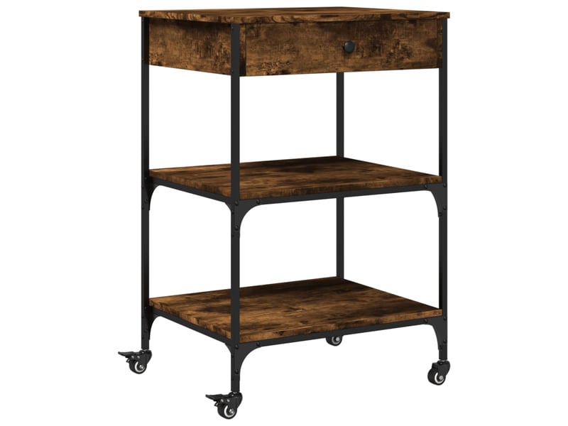  Desserte de cuisine, chariot de rangement chêne fumé 60x48x89,5 cm bois d'ingénierie  - Conforama A