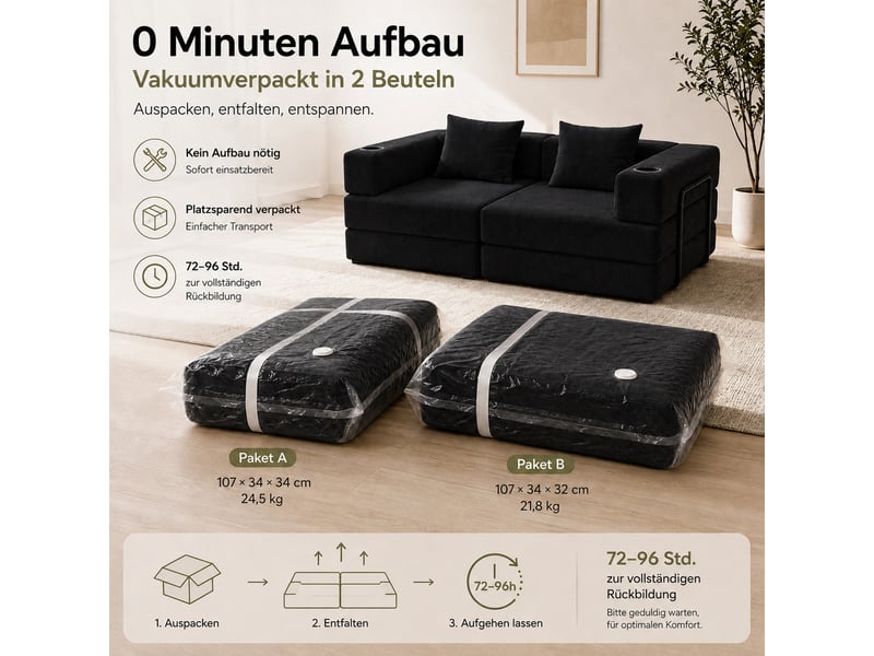 Canapé-lit pliable sans cadre, en tissu velours - Conforama D