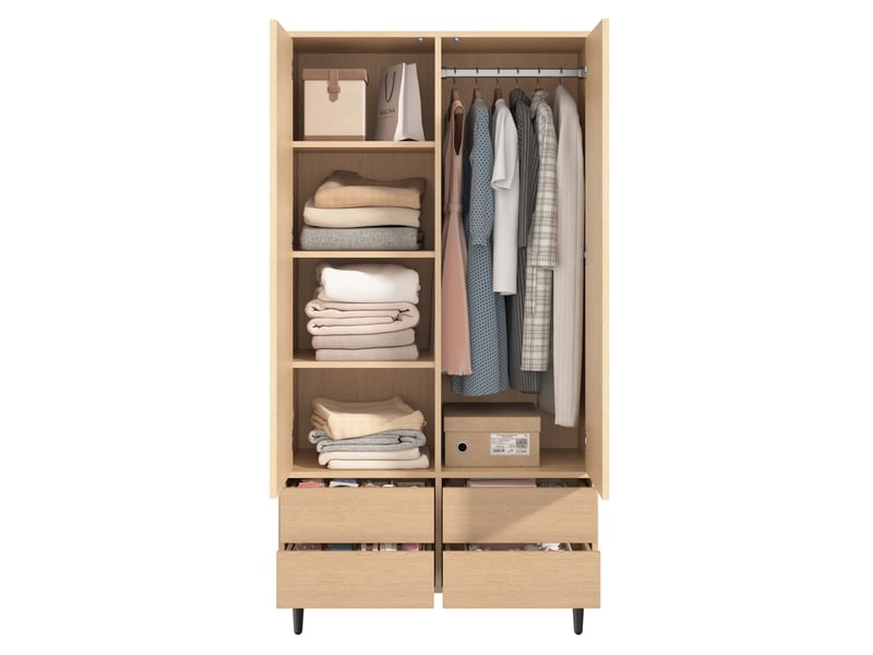  Armoire,90x45x200 cm,2 portes avec miroir,mdf,effet chêne  - Conforama A