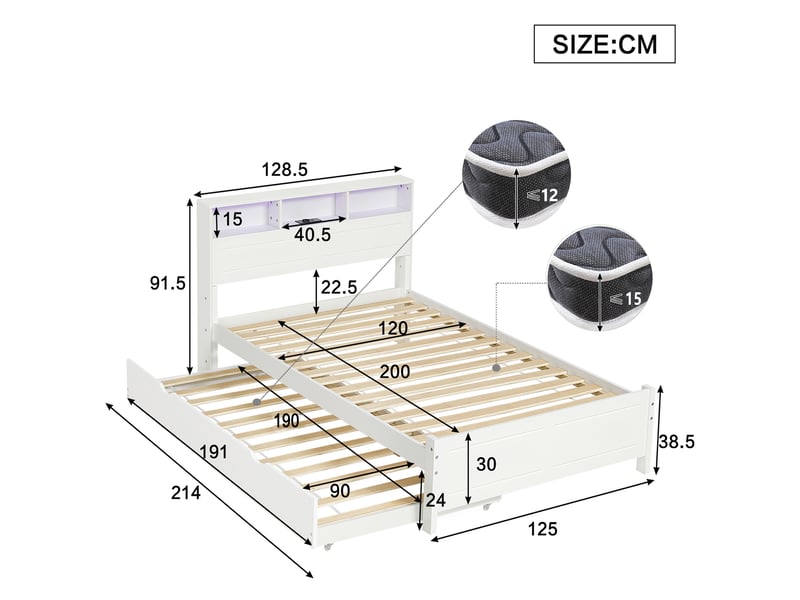 Lit superposé en bois massif et panneaux de fibres moyenne densité blanc 120x2 - Conforama C