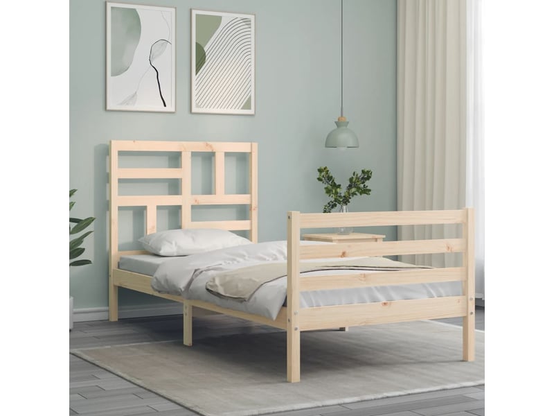  Lit simple- lit adulte -  cadre de lit sans matelas 100x200 cm bois massif  - Conforama C