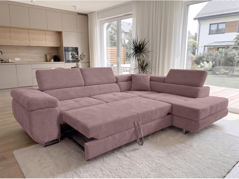  Canapé convertible 276 cm avec coffre et têtières – rose Konak - Conforama B