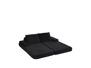 Canapé droit convertible <strong></strong> <strong></strong> 2 places Velours côtelé noir