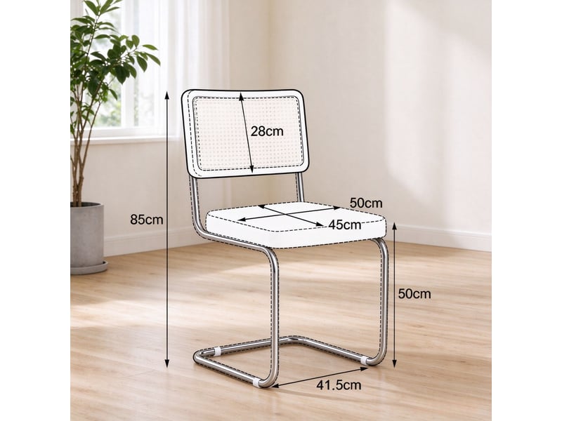  Lot de chaises 4 pièces à structure en porte-à-faux dossier respirant forme élégante usage multifonctionnel  - Conforama C