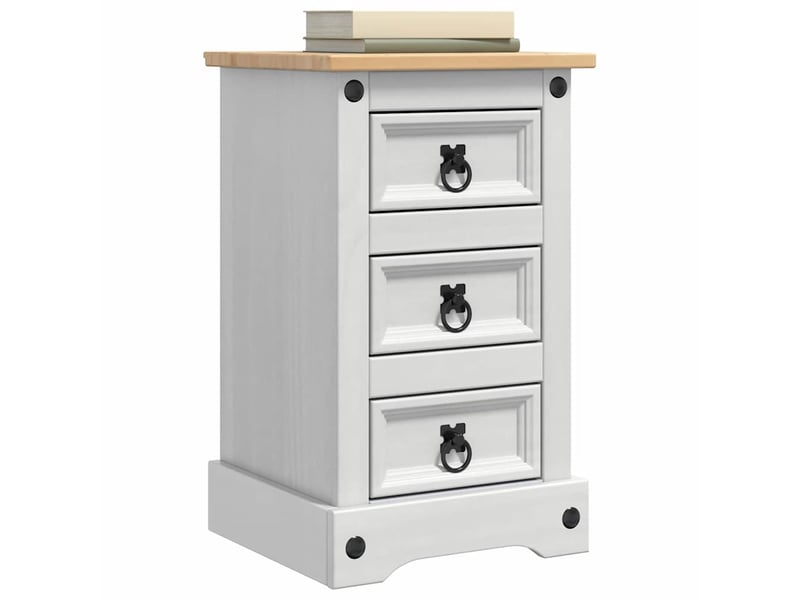  Table de chevet avec tiroir blanc 35 x 32,5 x 58 cm pin massif  - Conforama C