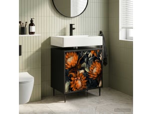 Armoire de salle de bain, meuble de rangement lochem chêne noir 60x40x61 cm