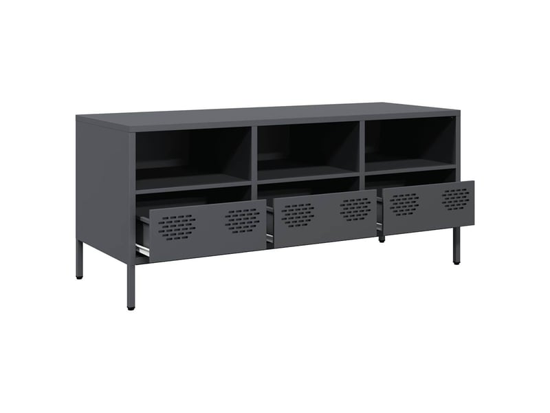  Meuble tv - banc tv - meuble de rangement anthracite 101,5x39x43,5 cm acier laminé à froid  - Conforama E