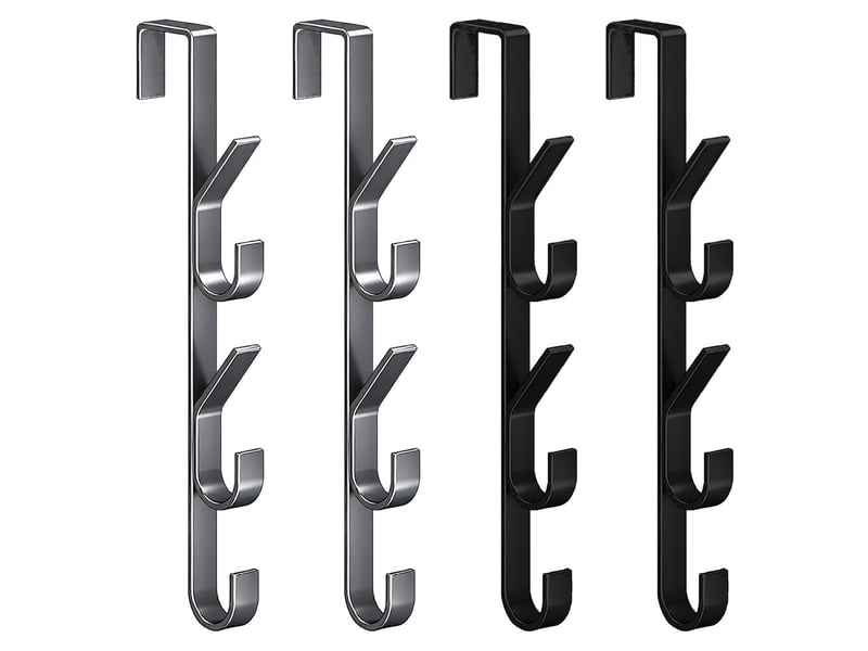 Lot de 4 crochets de porte verticaux, crochet suspendu pour vêtements, et armoire, idéal pour chambre, salle de bain, bureau et cuisine, noir - Conforama A