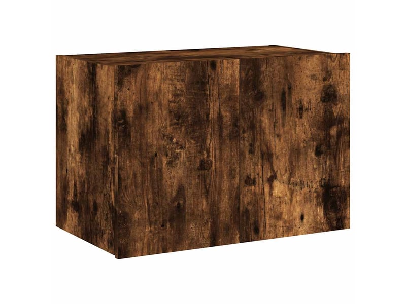 Meuble tv - banc tv - meuble de rangement mural avec lumières led chêne fumé 60x35x41 cm  - Conforama C