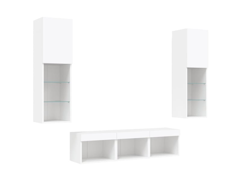  Unités murales tv avec led 5 pcs blanc bois d'ingénierie shl43286  - Conforama E