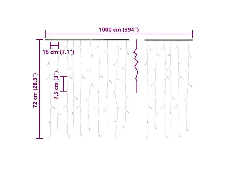  Rideau lumineux à glaçons led 10m 400 led bleu 8 fonctions cf43934  - Conforama E