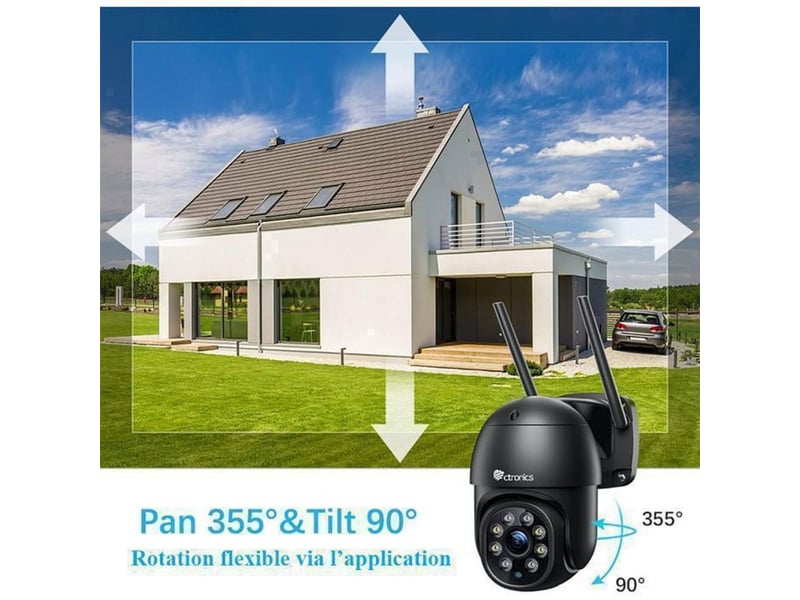  Camera de surveillance ptz wifi exterieure 2 pack 1080p vision couleur 30m 355 90  - Conforama C