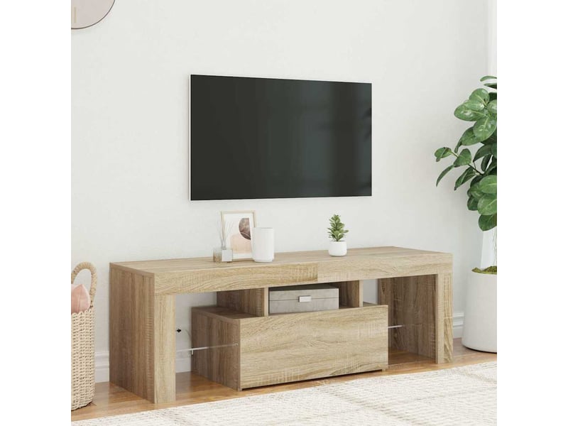  Meuble tv - banc tv - meuble de rangement avec lumières led chêne sonoma 120x35x40 cm  - Conforama C