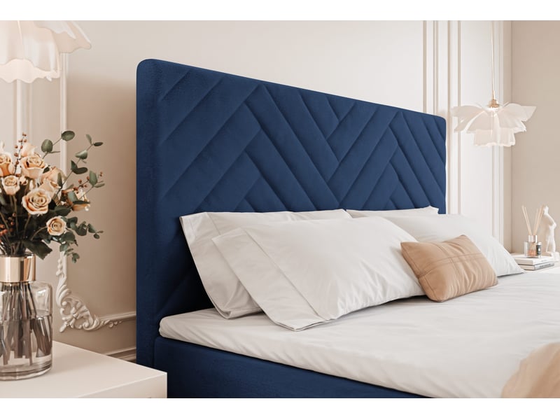  Lit coffre nerea - 140x200 cm - avec matelas et surmatelas - velours dense - bleu marine NEREA - Conforama D