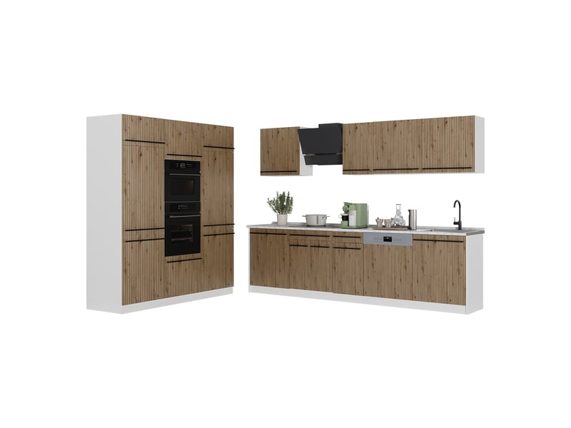 Vicco cuisine, chêne artisanblanc, 180cm sans plan de travail - Conforama E