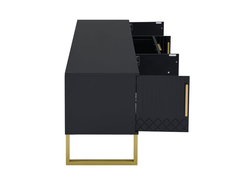  Meuble tv, coloris doré, avec portes, pour salon, design élégant, solution de rangement fonctionnelle, pour maison et appartement  - Conforama C