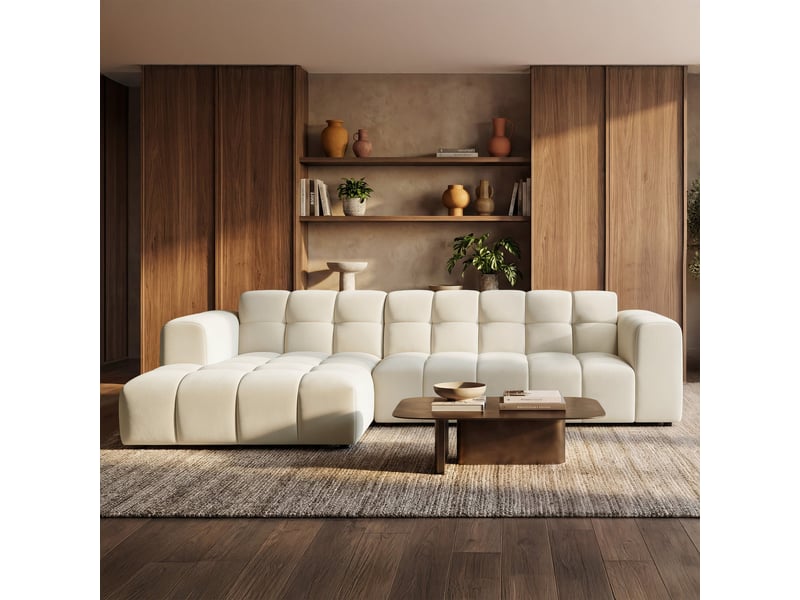  Selsey boloon - canapé d'angle - 300 cm - velours crème Boloon - Conforama B