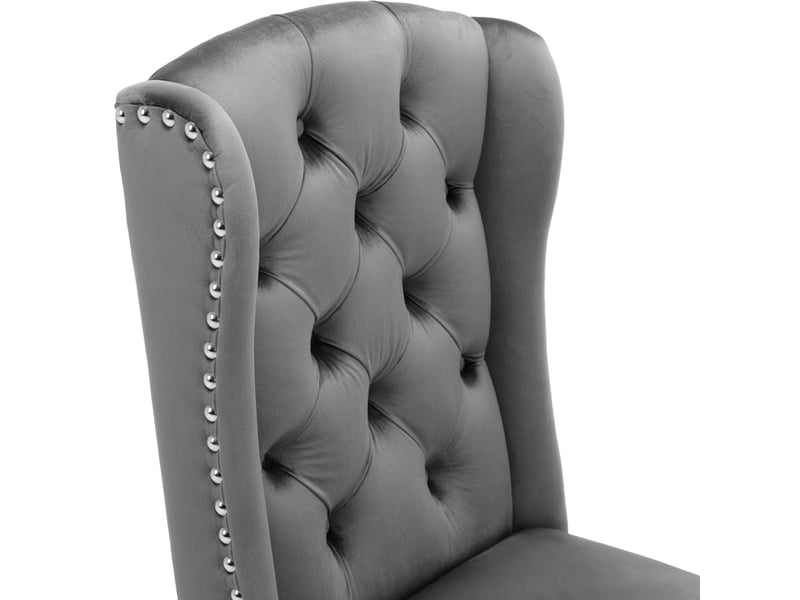  Lot de 6 chaises de salle à manger,avec pieds en chêne,velours,gris  - Conforama E