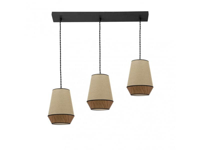  Rampe de plafond fabrilamp campana jutemarron 3 x e27 hauteur réglable 45-115 cm 66x12 cm 173993102 - Conforama A