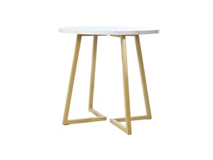 Table à manger ronde en mdf avec pieds réglables en métal doré et motif de marbre,80x75cm,blanc