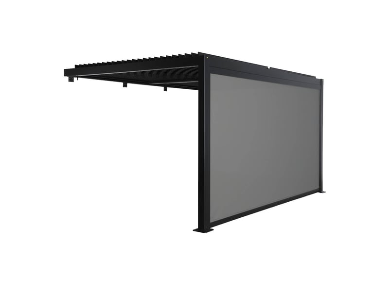  Pergola bioclimatique aluminium adossée 4x3m noir + 1 store 4m palace  - Conforama A