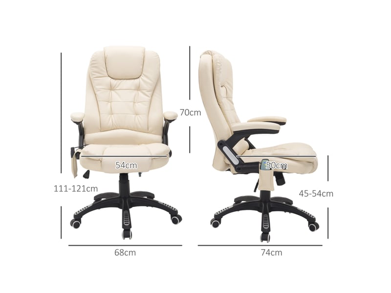  Fauteuil de bureau beige avec massage vibrant 6 points, chaleur et hauteur réglable pour travailler confortablement  - Conforama C