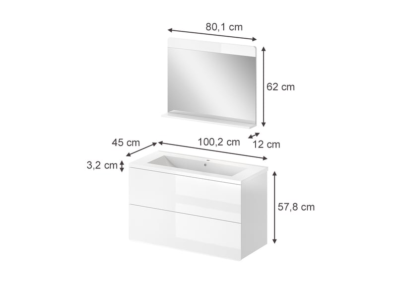  Vicco meubles bain, blanc haute brillanceblanc, 3 pièces  - Conforama B