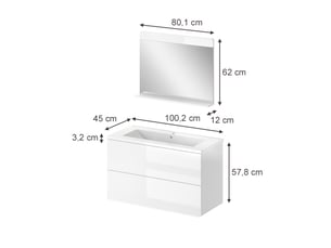 Vicco meubles bain, blanc haute brillanceblanc, 3 pièces