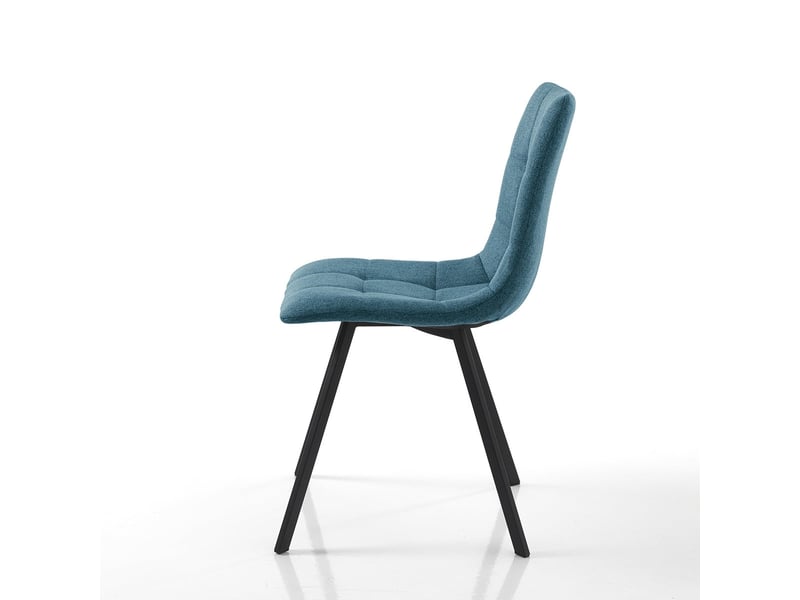 Lot de 4 chaises de salle à manger rembourrées en tissu avec pieds en acier jane - bleu  - Conforama D