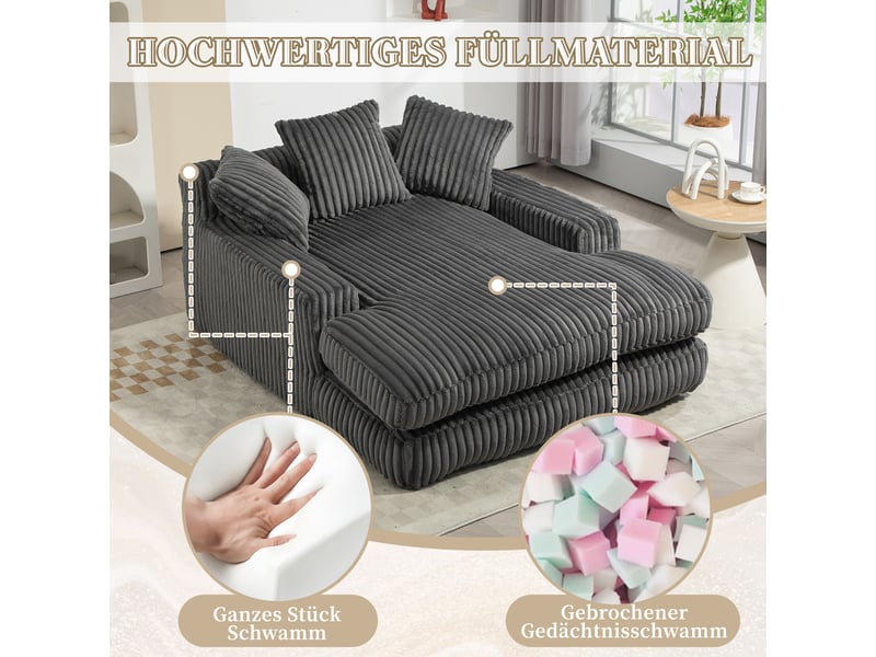 Canapé convertible, canapé-lit – style cloud, en velours tricoté, 1 place, gris foncé, coussins inclus - Conforama C
