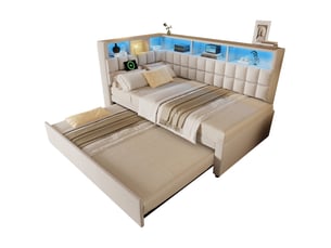 Lit gigogne 90x200 cm coloris beige
