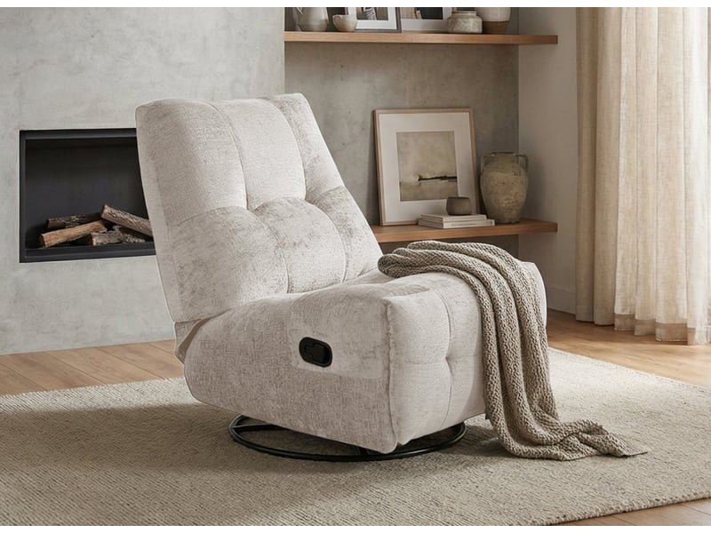  Fauteuil relax pivotant en velours chiné beige lison LISON - Conforama D