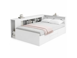 Lit avec rangement 90x200 cm    coloris blanc