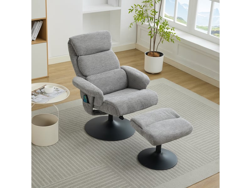  Fauteuil relax électrique tissu gris avec repose-pieds fauteuil relax gris - Conforama E