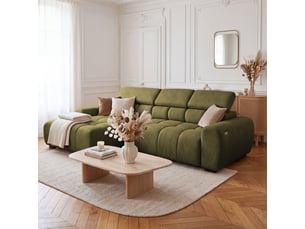 Canapé d'angle aldo avec fonction couchage, gauche, tissu salvador wr, vert (10)