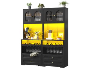 Buffet 4 porte(s) 4 tiroir(s) <strong>WISHDOR</strong> <strong></strong> - 140 cm coloris noir