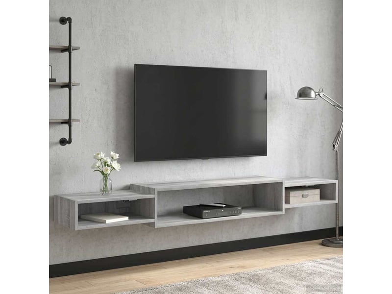  Meuble tv - banc tv - meuble de rangement mural montage mural sonoma gris 180 x 28 x 21 cm  - Conforama D